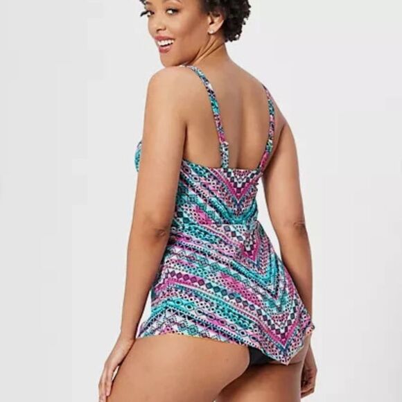 Women's Swimsuits For All Boho Chevron Scarf Tankini 12 - Picture 3 of 4
